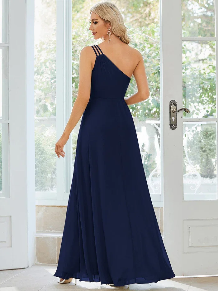 Ever Pretty Flowy Chiffon One-Shoulder  with Three Straps Sleeveless Floor Length Bridesmaid Dress