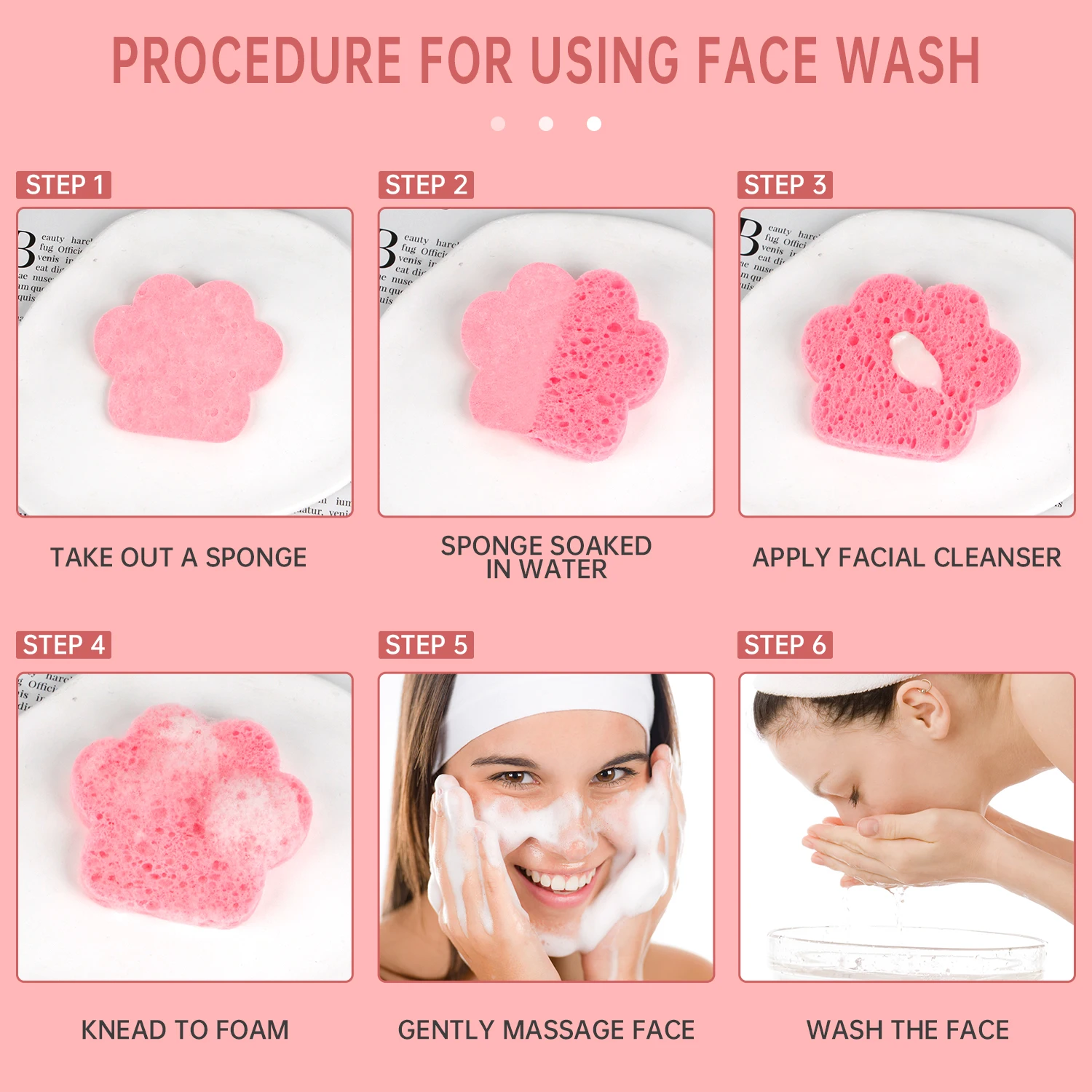 30 esponjas faciais comprimidas para pata de gato, expansão rápida na água, esfoliante macio e reutilizável, natural para limpeza diária