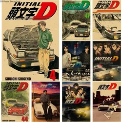 Initial D Anime Poster Japan Manga Kraft Canvas Painting Vintage Home Room Bar Cafe Decor Aesthetic Art Wall Painting Picture