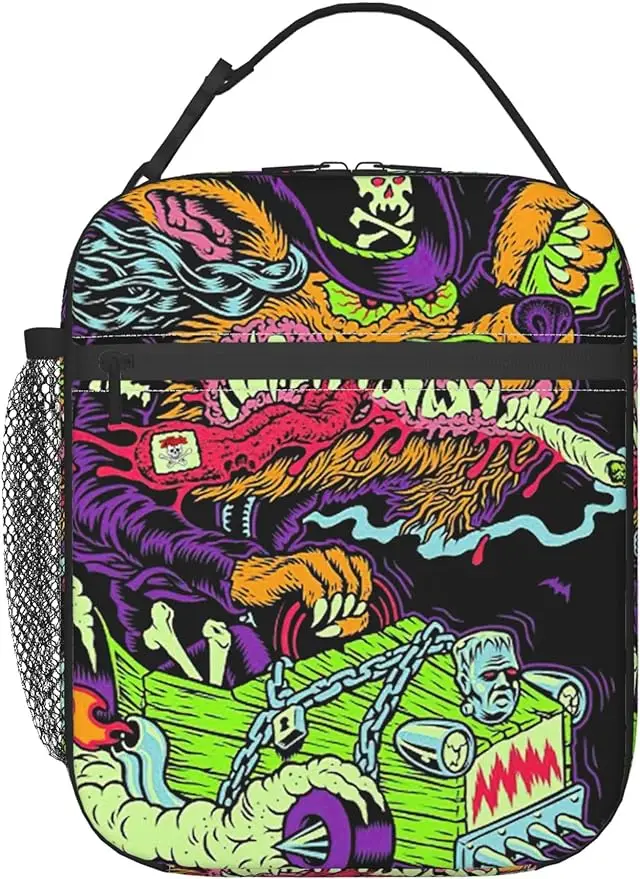 Rob Style Singer Zombie Lunch Box Insulated Reusable LunchBag for Adult Thermal Lunch Bag Tote forOffice Hunting with Adjustable