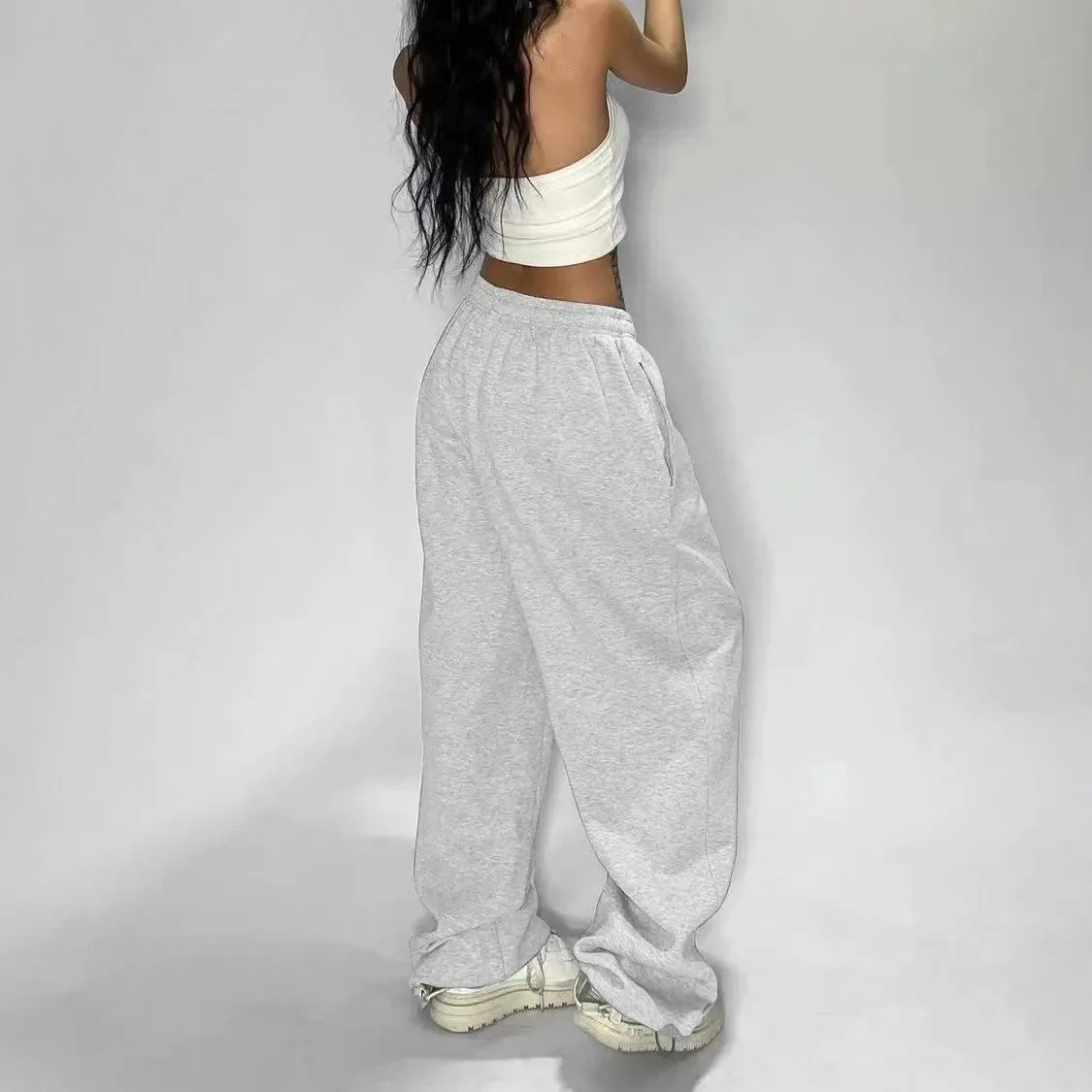American Spice Girl Casual Pants Level 4 New Solid Color Simple Trend Versatile Loose Jazz Street Dance Sweatpants