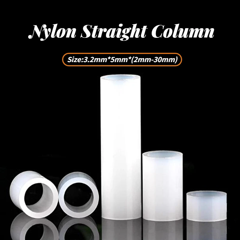100/200Pcs Nylon Plastic Straight Column Isolation Wear-resistant Shaft Sleeve High Screw Bushing Thick Gasket Pad Column M3.2