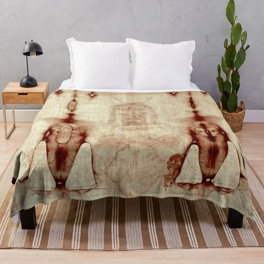 

Easter: Holy Face negatives of the shroud of Turin Throw Blanket Warm Plush Fuzzy Blanket for Living Room