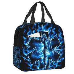 Custom Emt Star Of Life Insulated Lunch Bags for Women Paramedic Doctor Ambulance Resuable Thermal Cooler Food Lunch Box