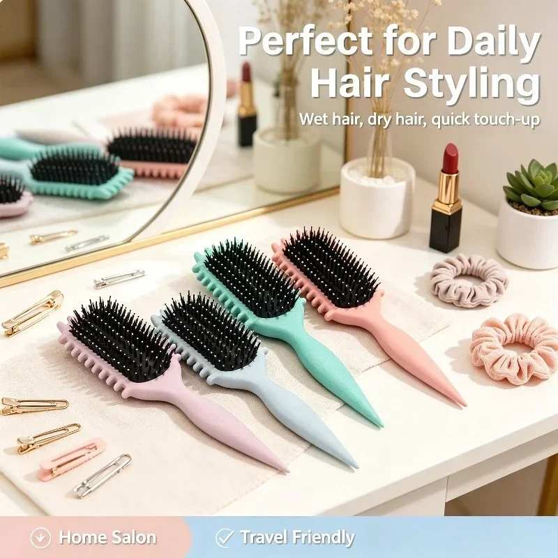 Salon Styling Curly Hair Styling Brush Curl Hair Brush for Combing and Shaping Men's and Women's Curls Reduce Pulling Tools
