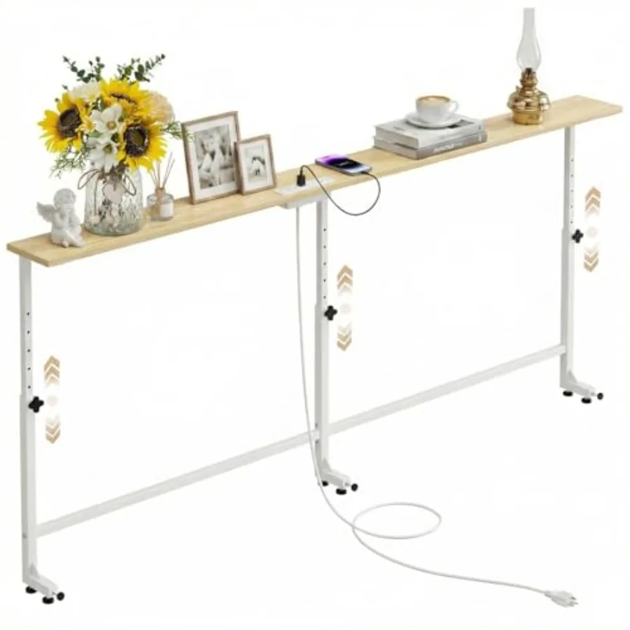 

70.9 Inch Behind Couch Table 24"-32" Adjustable Height Range Behind The Couch Table with Outlet Adjustable Console Table Narrow