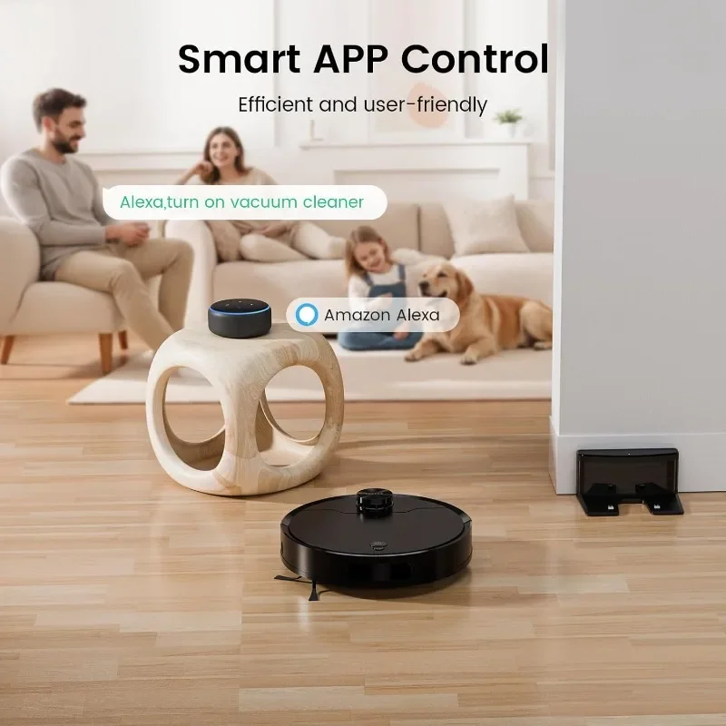 Робот-пылесос TUVACS для уборки, лидарная навигация и невидимая настройка стен, идеально подходит для уборки твердых полов, ковров и волос домашних животных