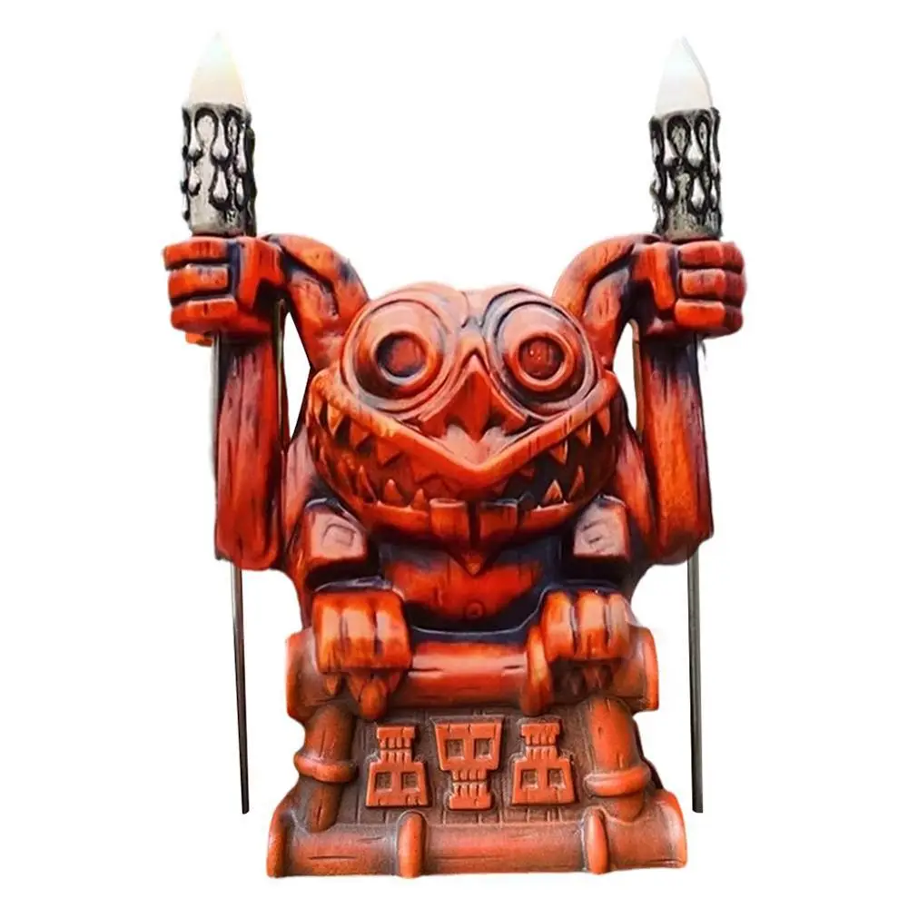 

Lifelike Outdoor Retro Tili Sculpture Tiki Figure Statue Hawaii Totem Torch Luminous Water Cup