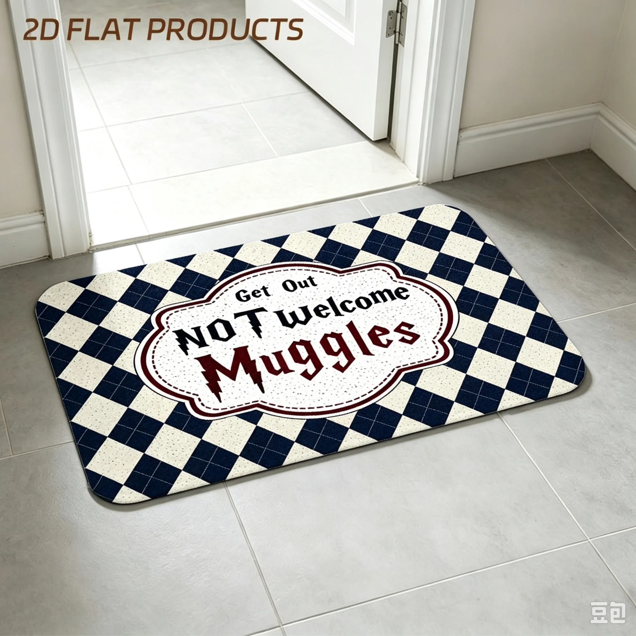 Funny Decorative Doormat Front Entryway Floor Mat Home House Decor Retro Plaid Text Print Pattern Stylish Porch Entrance Welcome