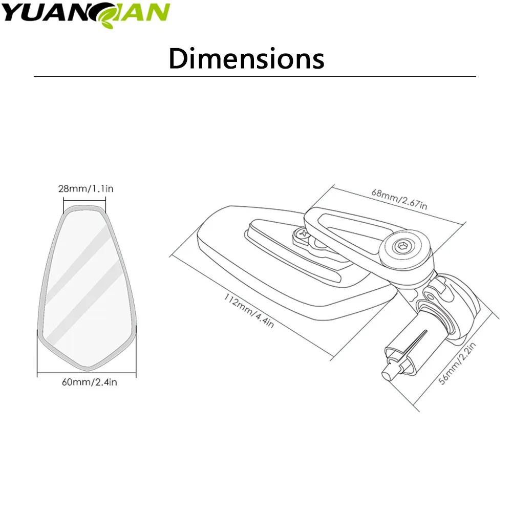 العالمي 7/8 "" 22 مللي متر مقود دراجة نارية بار نهاية مرآة دراجة نارية مرآة ل دوكاتي 696 796 796 848 ياماها