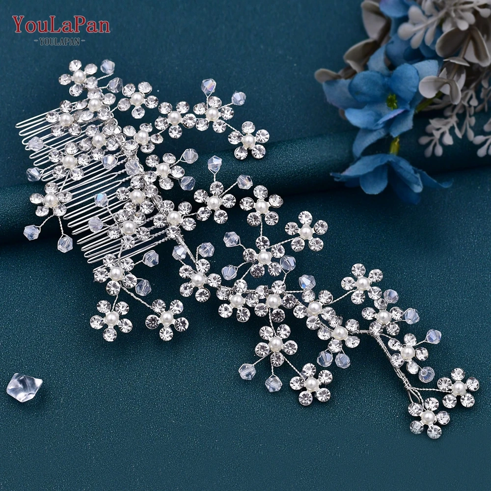 

YouLaPan HP262 Bridal Hair Accessories Women Tiara Crystal Bridal Hair Comb Clips Rhinestone Headwear for Pageant Hair Ornaments