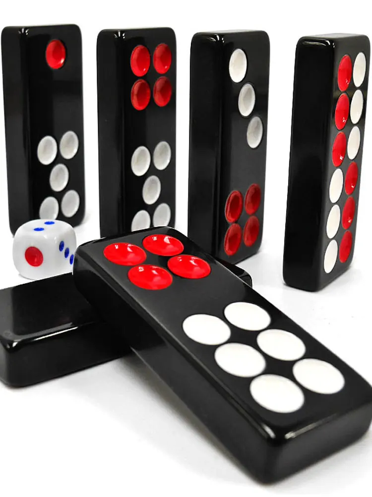 4 Sizes Black Domino Pai Gow 32pcs Dominoes With 2 Dices Board Game Dominos Games Jogos de Tabuleiro