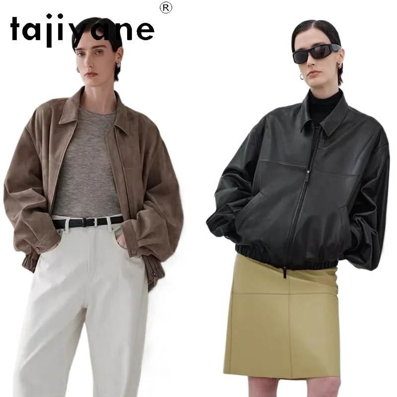 

Кожаная куртка TAJIYANE из 100% натуральной овчины для женщин, в стиле Old Money, короткие пальто, премиум-класс, женская одежда 2026