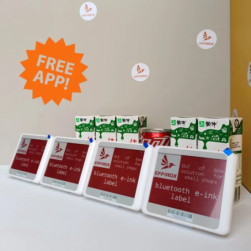5 ชิ้น 4.2 นิ้วชั้นวางอิเล็กทรอนิกส์ป้ายบลูทูธ, effirox บลูทูธฉลากดิจิตอลสําหรับร้านค้าขนาดเล็ก, ไม่จําเป็นต้องเกตเวย์