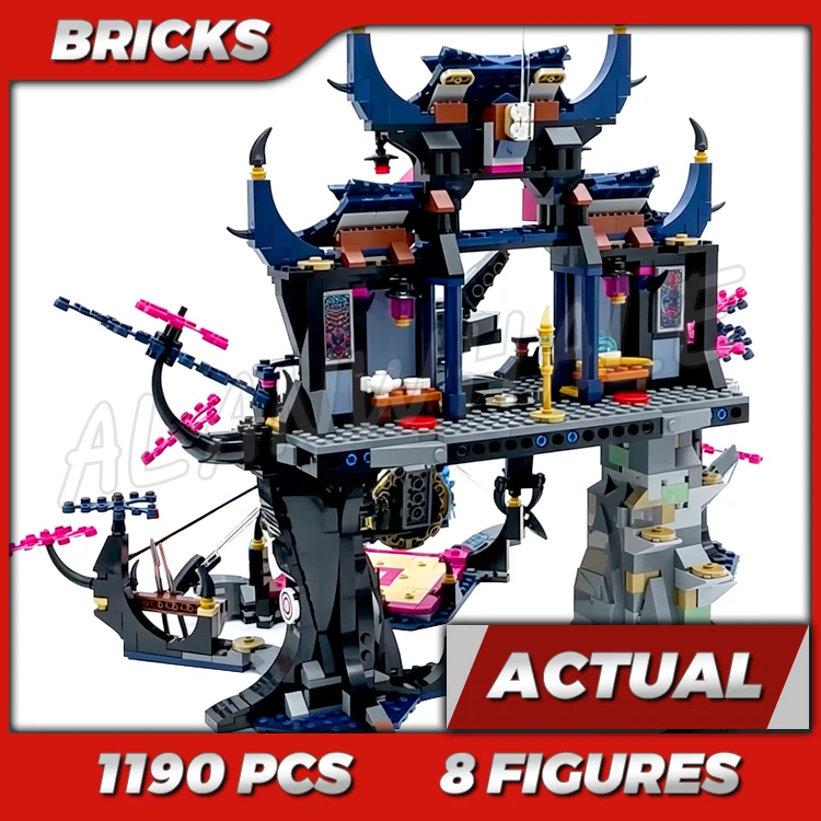 1190pcs Shinobi Wolf Mask Shadow Dojo Aerial Combat Blood Moon Gong of Shattering 35665 Building Kits Toy Compatible with Bricks