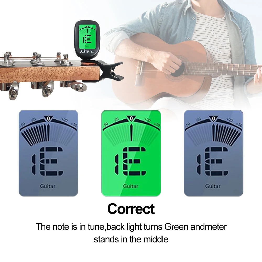 Rotatable Guitar Tuner Clip-on Tuner Guitar Accessories for Guitar Bass Ukulele Violin Mandolin Banjo