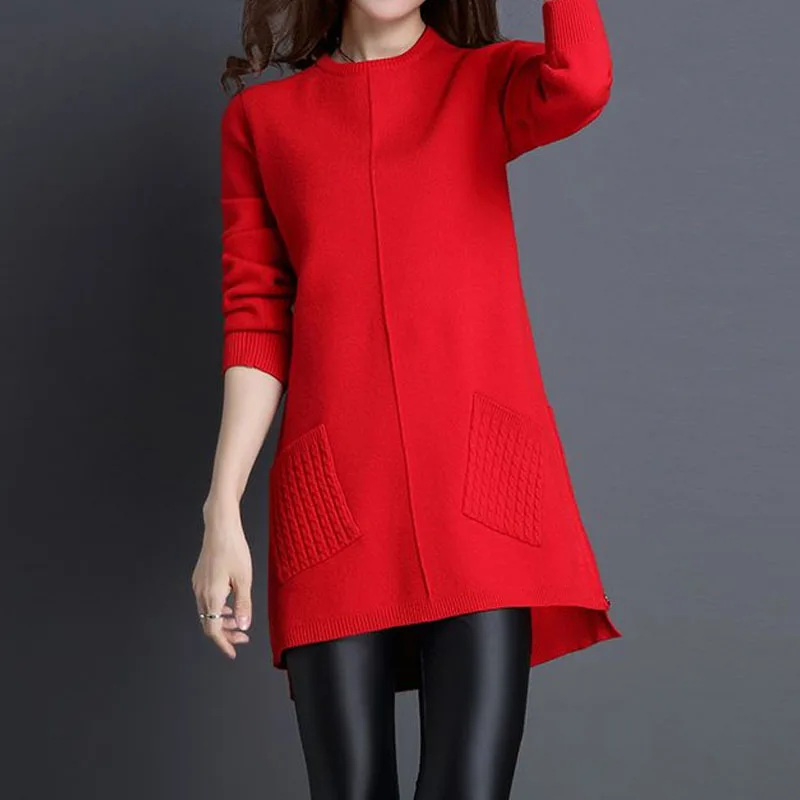 Mode weibliche einfarbige Einfachheit gestrickte Pullover pendeln All-Match-Langarm pullover Herbst Winter Damen bekleidung