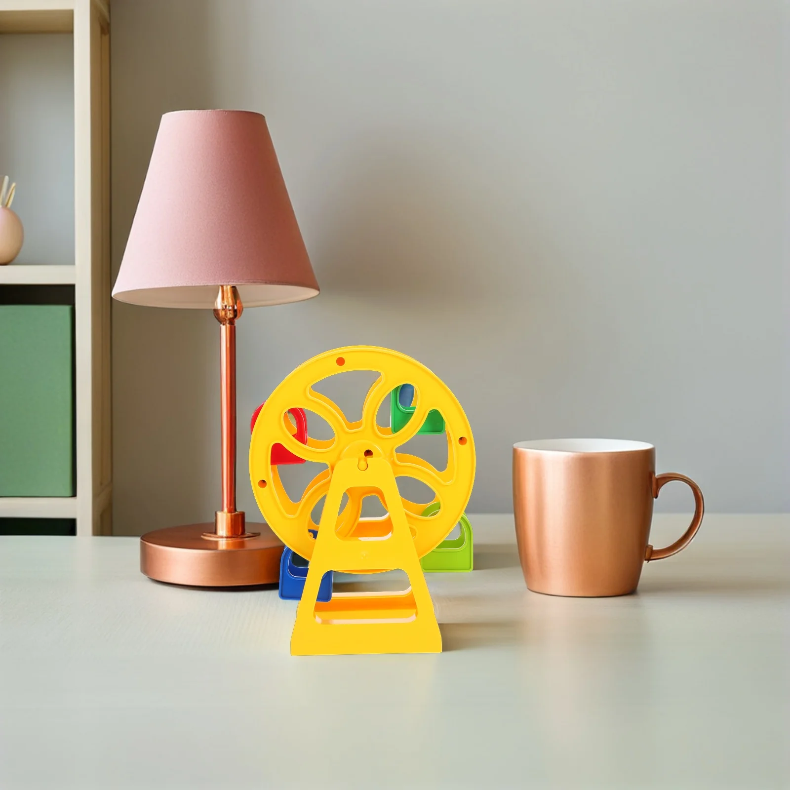 Train Track Ferris Wheel Dollhouse Miniatures Decor Accessories Equipment for Dollhouses Yellow