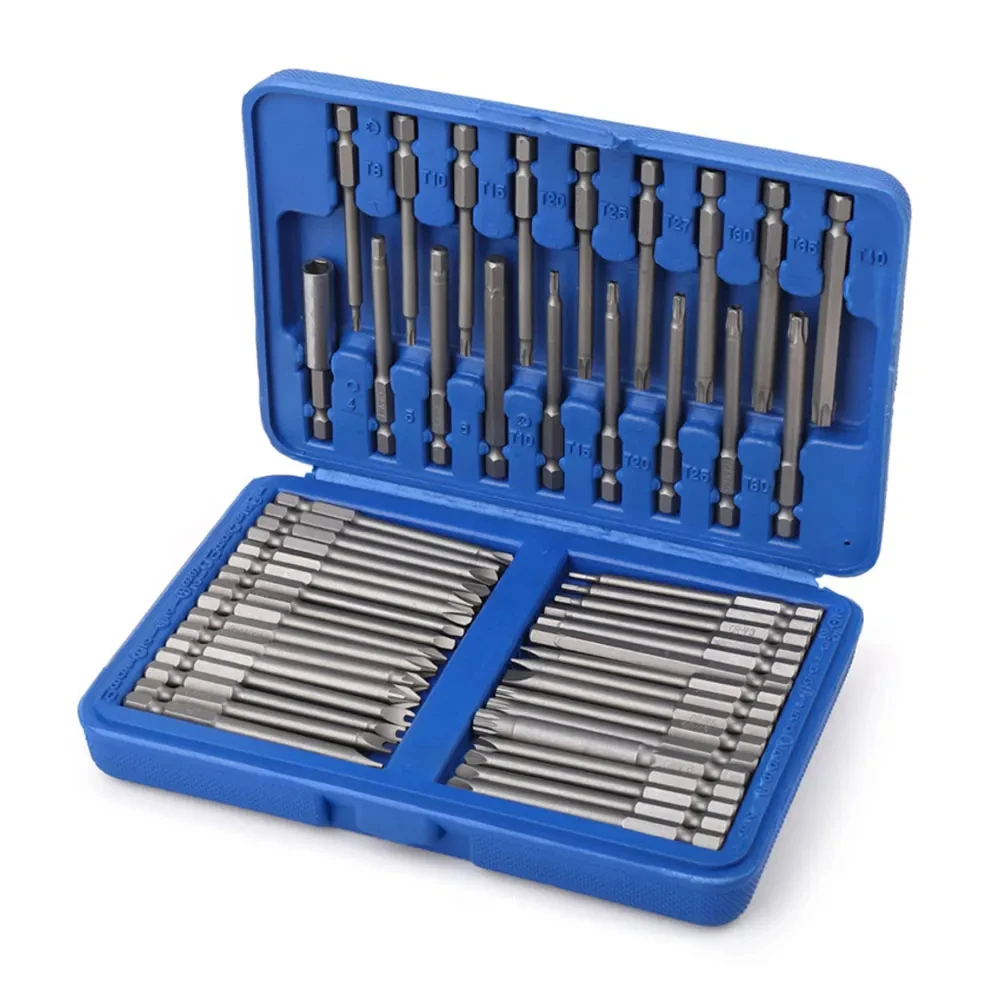 

50 удлиненных отверток с насадками Torx (звездообразные, шестигранные), полностью автоматические, с безопасными насадками 75 мм.