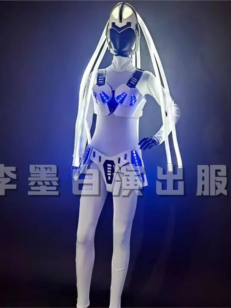 Mulheres LED Luminous Dance Clothing, Gogo Desempenho, Tecnologia