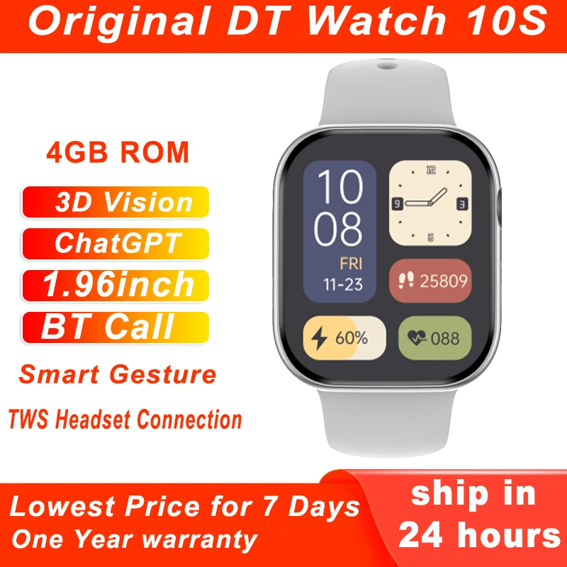 DT Watch 10S Smart Watch 4GB ROM ChatGPT OS 11 Bluetooth Call Games Gesture Series DT Watch 10 TFT Version Smartwatch Men Women