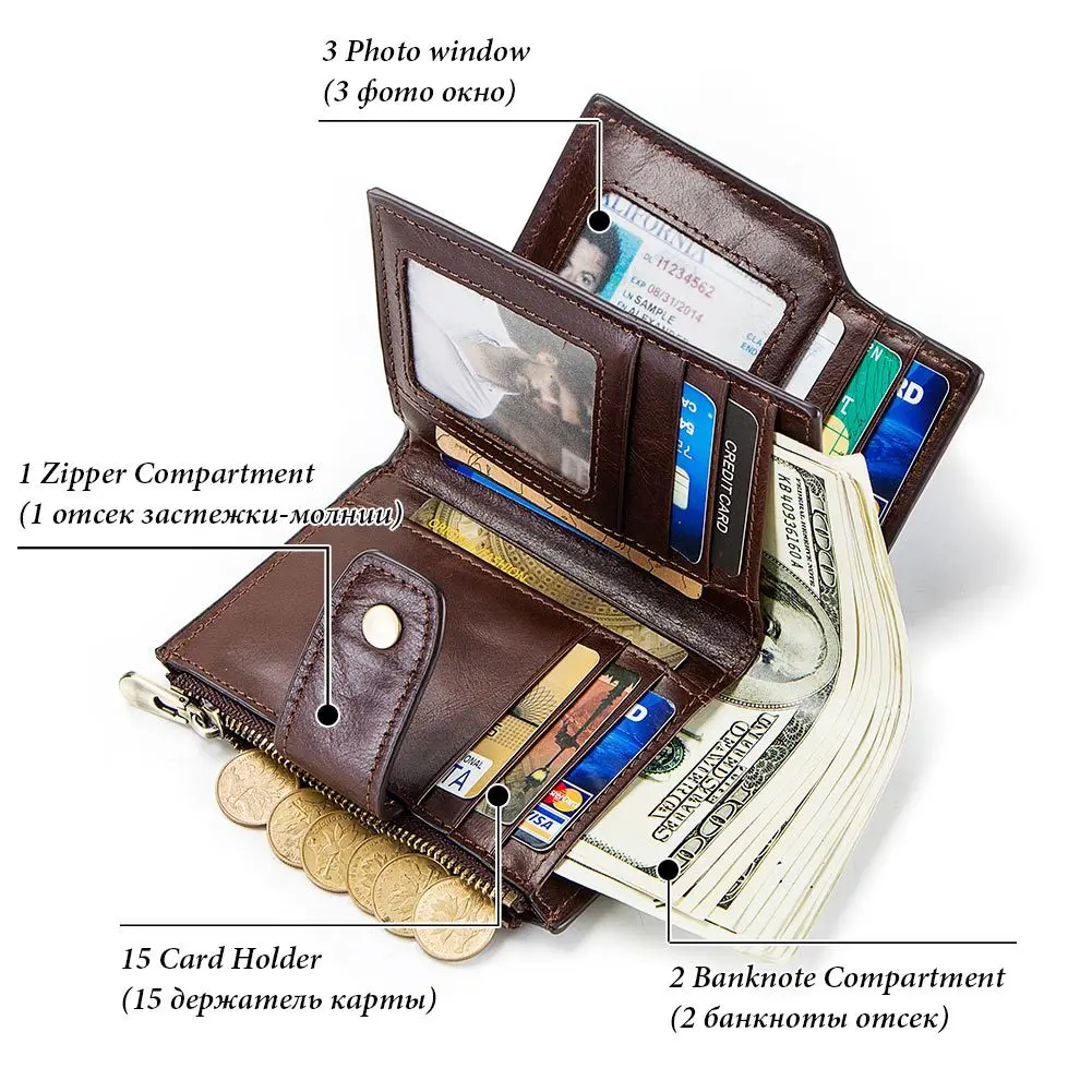 Smart anti-loss wallet, RFID anti-theft coin wallet, Bluetooth connection, multi-functional men's genuine leather wallet