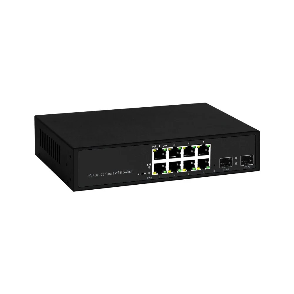 Imagem -04 - Poe Completo do Gigabit ou Webswitch Não Esperto Portos Sfp 8x10x100x1000m 2x1000m