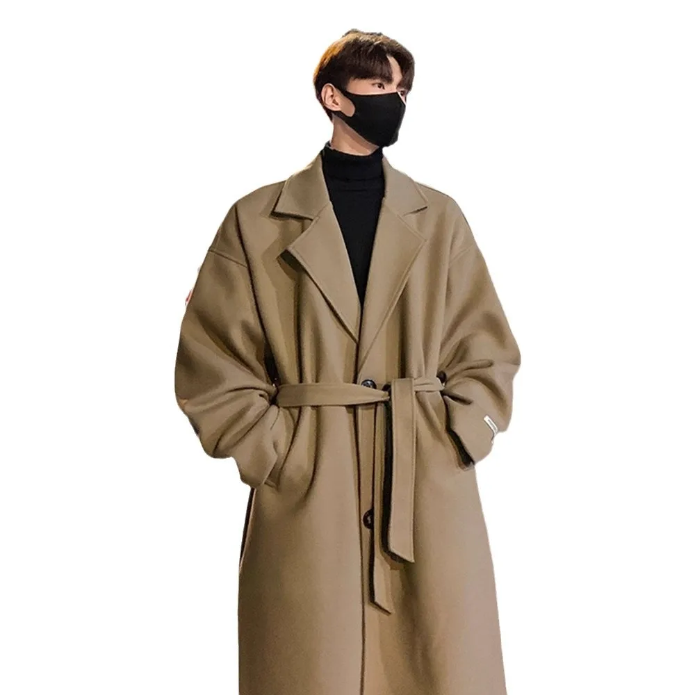 2025 New Winter Mid-Length Wool Coat, British Style Chic Woolen Jacket, High-End Over-the-Knee Trench Coat