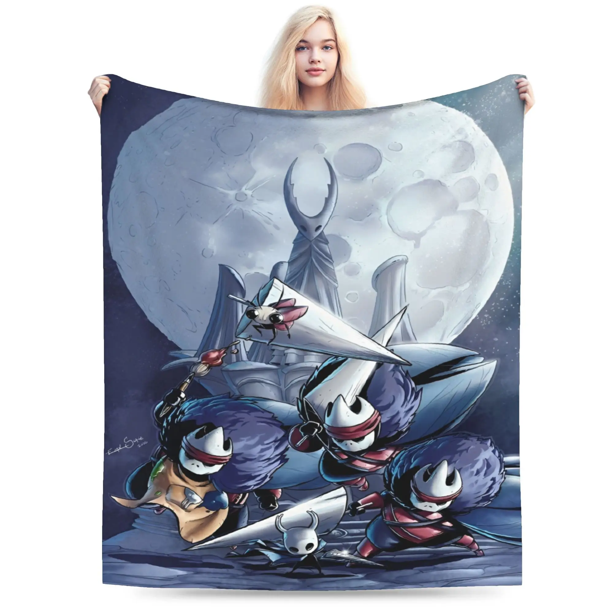 بطانية ألعاب مضحكة من Hollow Knight من الفلانيل للاسترخاء وخفيفة الوزن ورقيقة لمفرش سرير الفراش