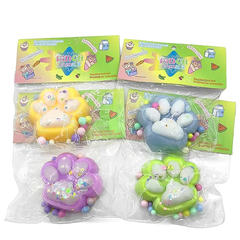 

Mochi Taba Squishy Fidgeting Stress Relief Toy Mini Dazzling Fried Kawaii Plush Paw Silicone Cute Pink Feet Halloween Girl Gift