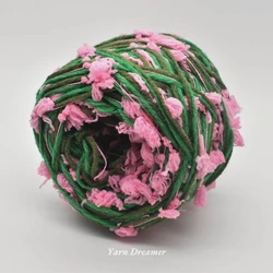 Pink Flowers Style Green Fancy Yarn for Crochet Thread Thick Yarn for Knitting Puffy Fluffy yarn 100g Wool Yarns chunky