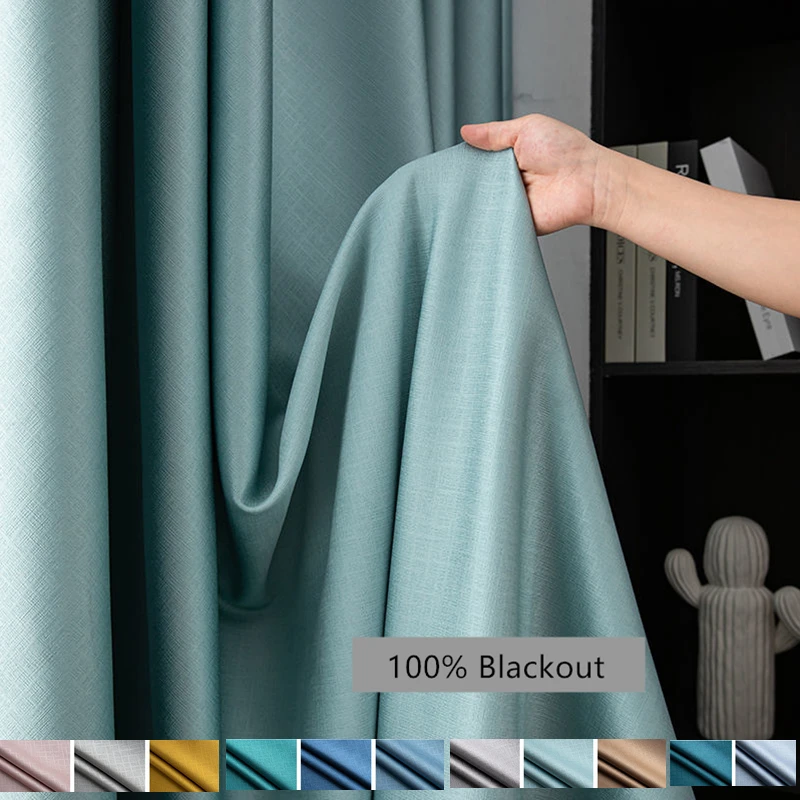 

310cm Height 100% Blackout Solid Color Window Curtain Thickening Full Blackout Living Room Bedroom Bay Window Blackout Curtain