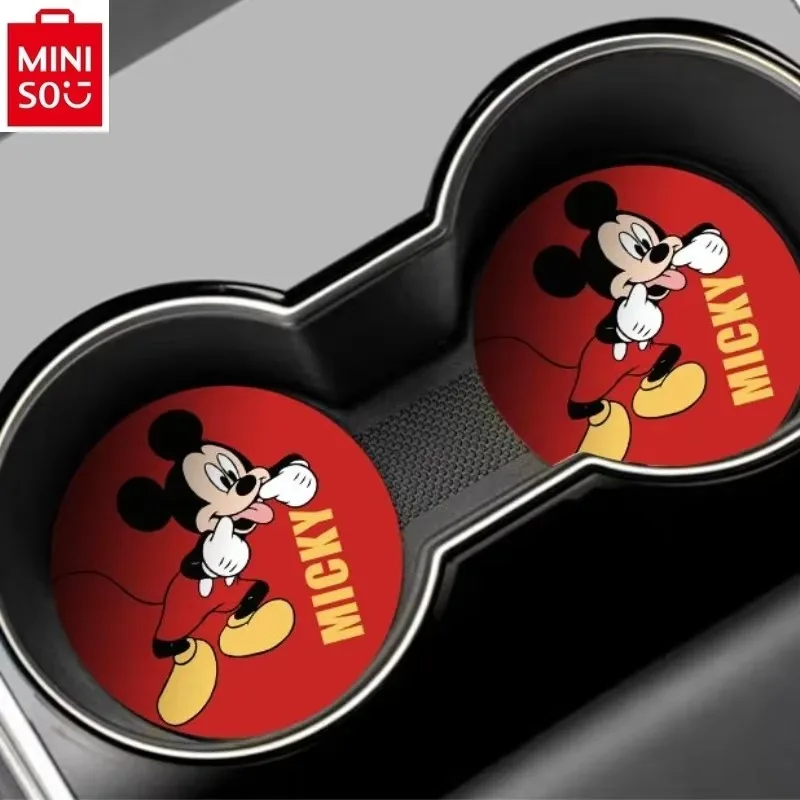 MINISO Disney cartoon Mickey decoration in car, anti slip storage pad, universal women's car accessories, water cup pad