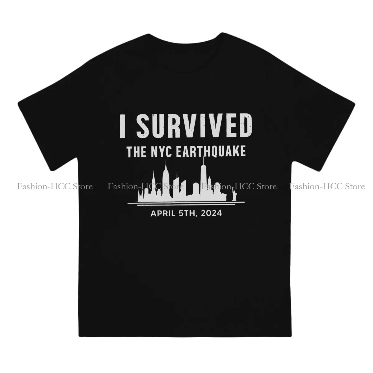 Cool Round Collar TShirt I Survived The NYC Earthquake Basic Polyester T Shirt Man's Tops Fashion