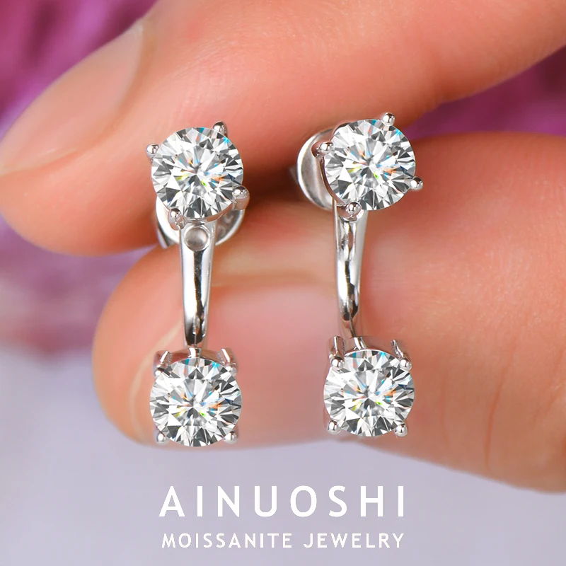 AINUOSHI Ohrringe Silber 925 Sterling Silver Earring for Women Round Cut 5MM 0.5CT Moissanite Stud Earrings Bling Jewelry Gift