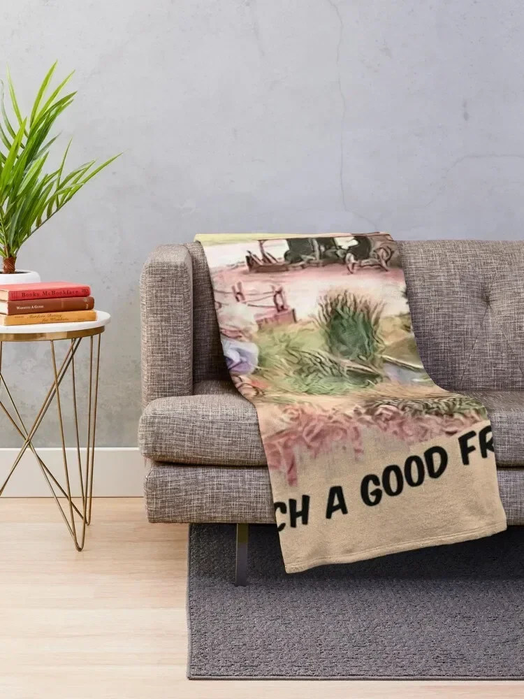 Little House on the Prairie Nellie Wheelchair scene. Black Lettering Throw Blanket Decorative Beds Blankets