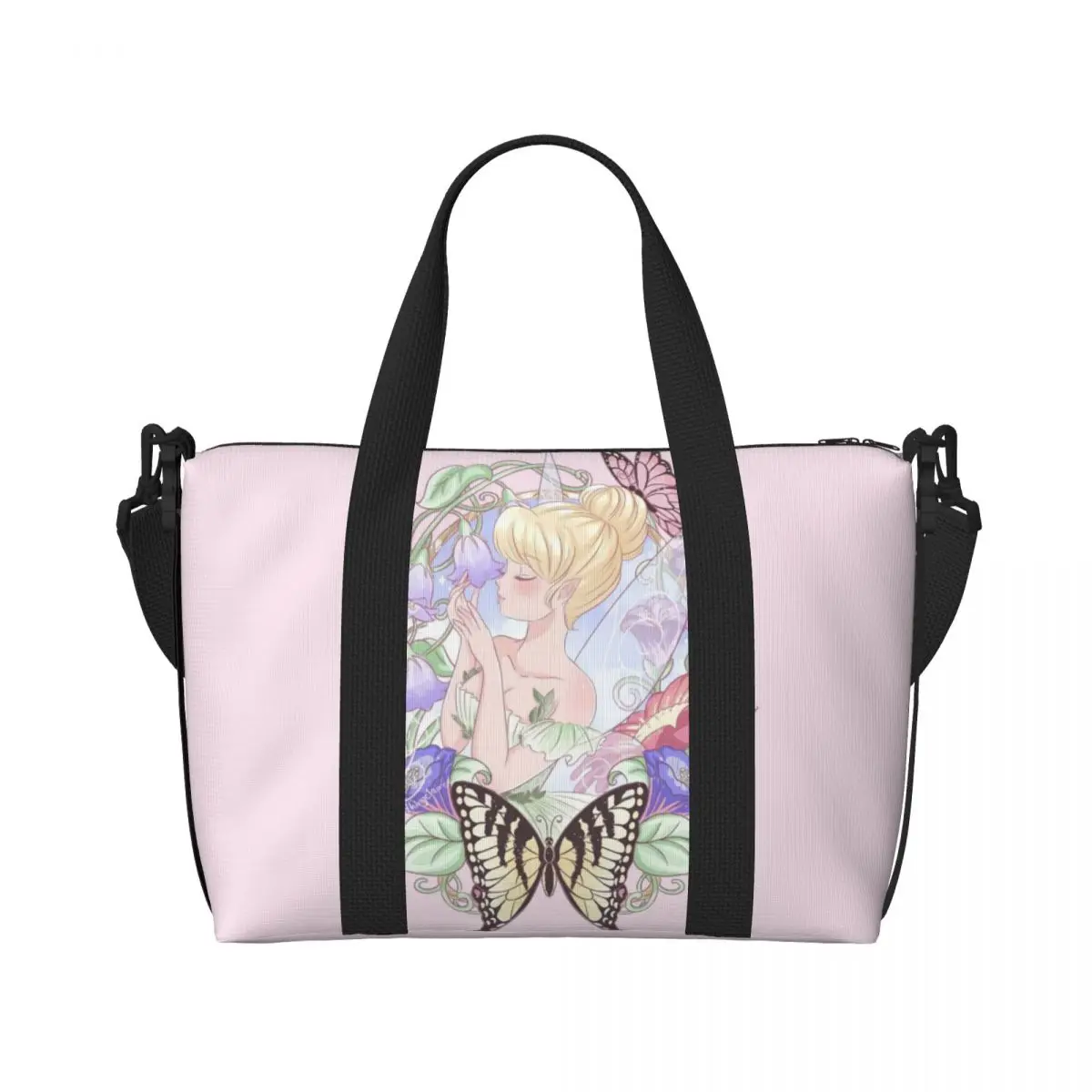 Custom Tinker Bell Tote Bag for Women Big Capacity Gym Beach Travel Bags