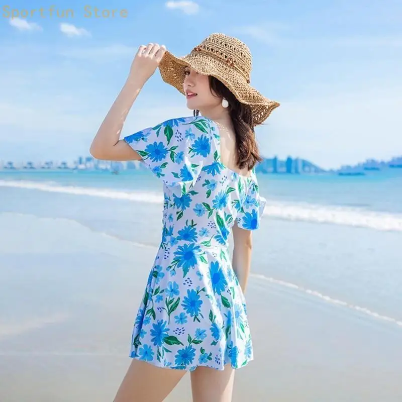 

Summer Bathing Suit Swim Dress for Women Ruched Swimdress Swimsuit X7JD