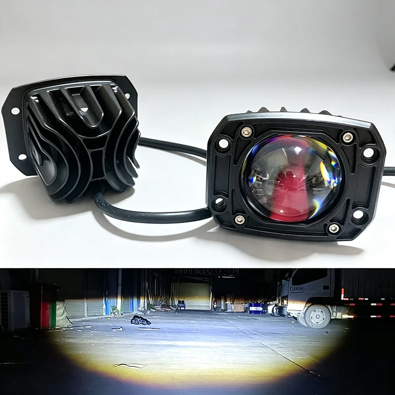 3 Inch Flush Mount LED Lens Work Light  20W Dual Color Embedded Fog Lamp Square Round For Off Road 4x4 Truck SUV ATV Motorcycle
