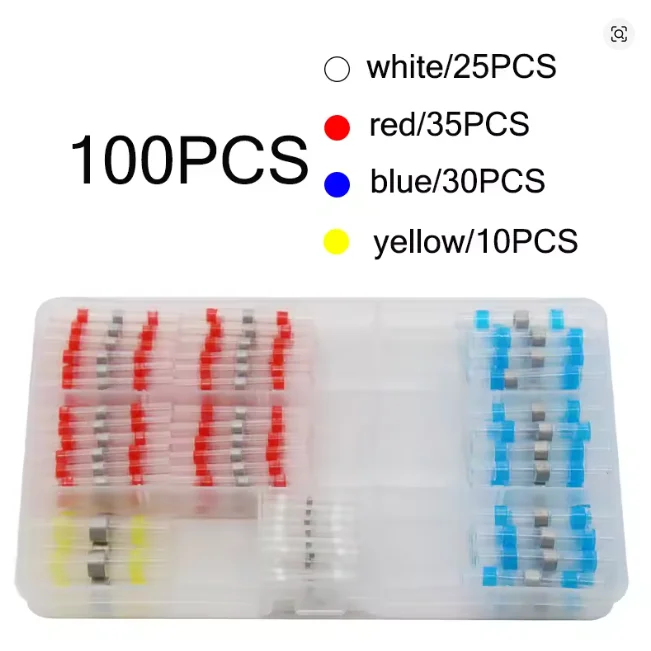 50-500PCS Waterdichte Krimpkous Soldeer Seal Wire Connectors 26-10 AWG Adhesive Butt Splice Terminal Kit voor Kabel Reparatie