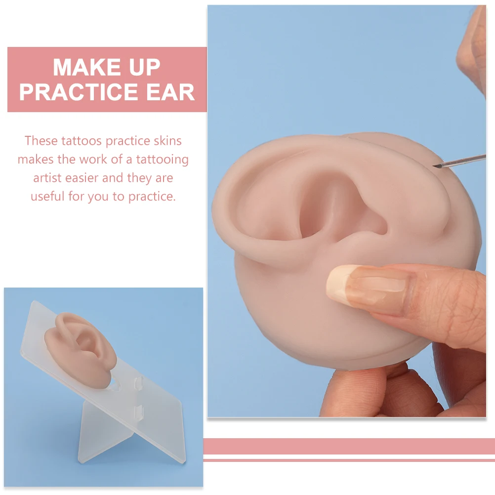

Silicone Piercing Skin Tattooing Practice Skin Left Ear 3D Thick Tattoo Display Realistic Touch For Makeup Machines
