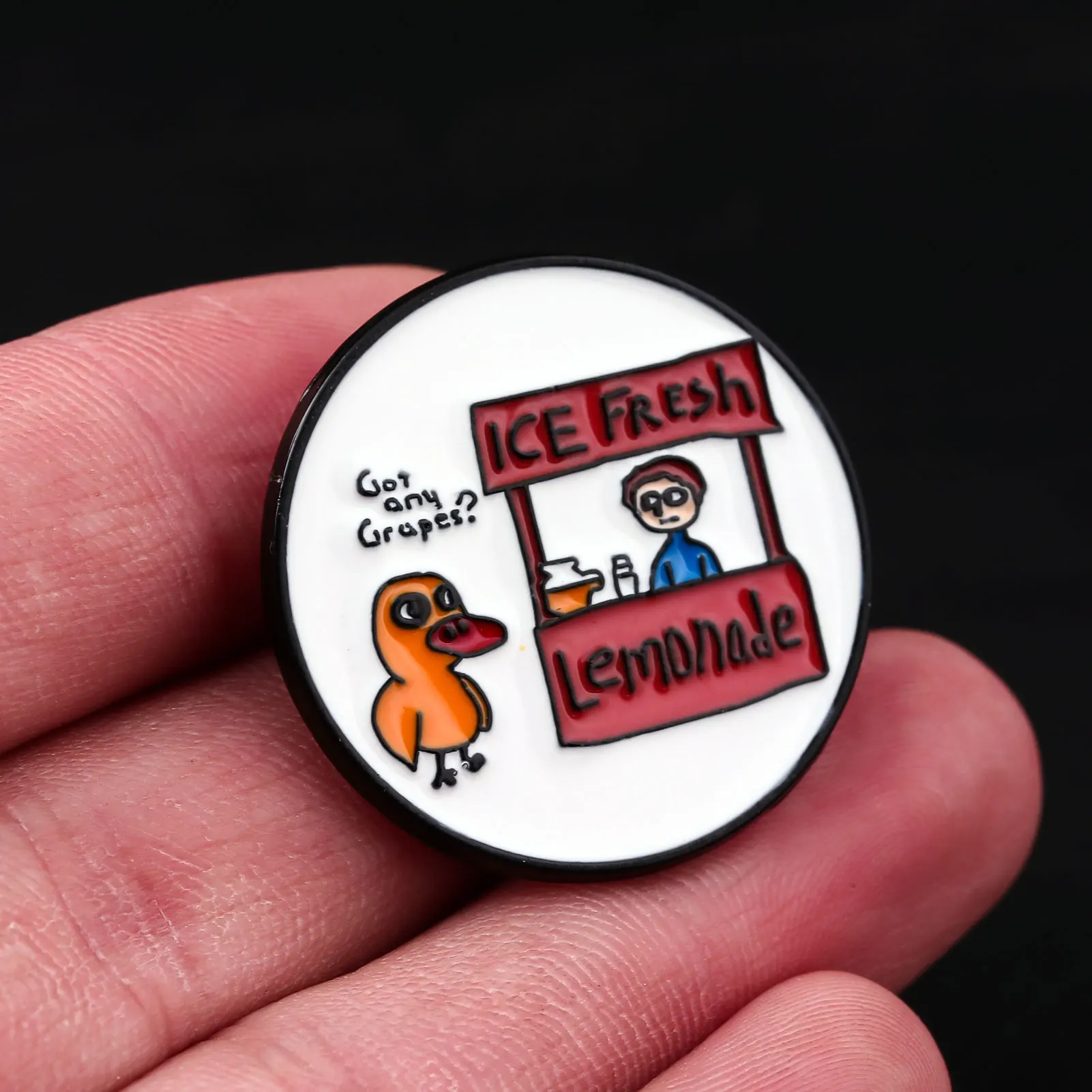 الكرتون الحيوان بطة المينا بروش حصلت على أي عنب ؟ دبوس الإبداعية مضحك شارة الرجال النساء على ظهره مجوهرات هدية الملحقات #3