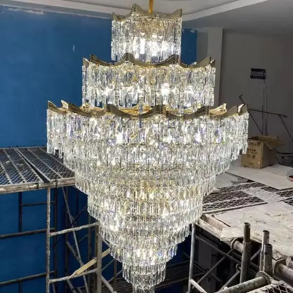 Duplex Chandelier 2026 New Hot Sale Model Light Luxury Modern Crystal Hall Lamp Villa High Ceiling High Ceiling Living Room Lamp