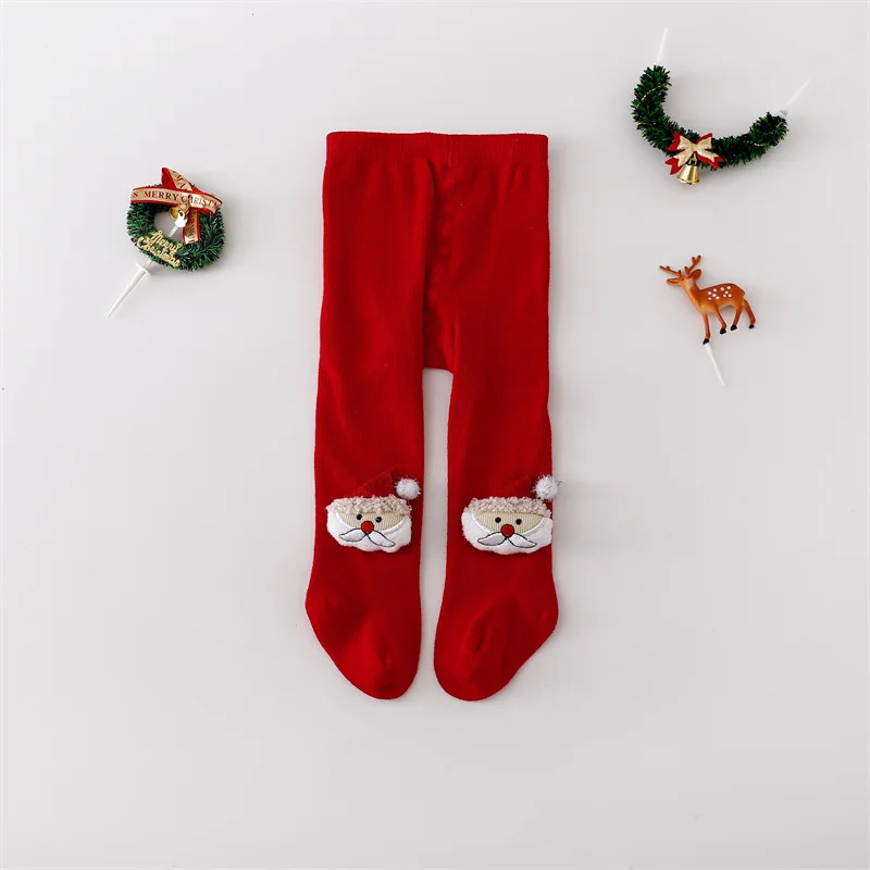 Christmas Baby Girls Tights Fashion Knitting Red Toddlers Leggings Autumn Cotton Pantyhose New Year Gifts Clothing Accessories