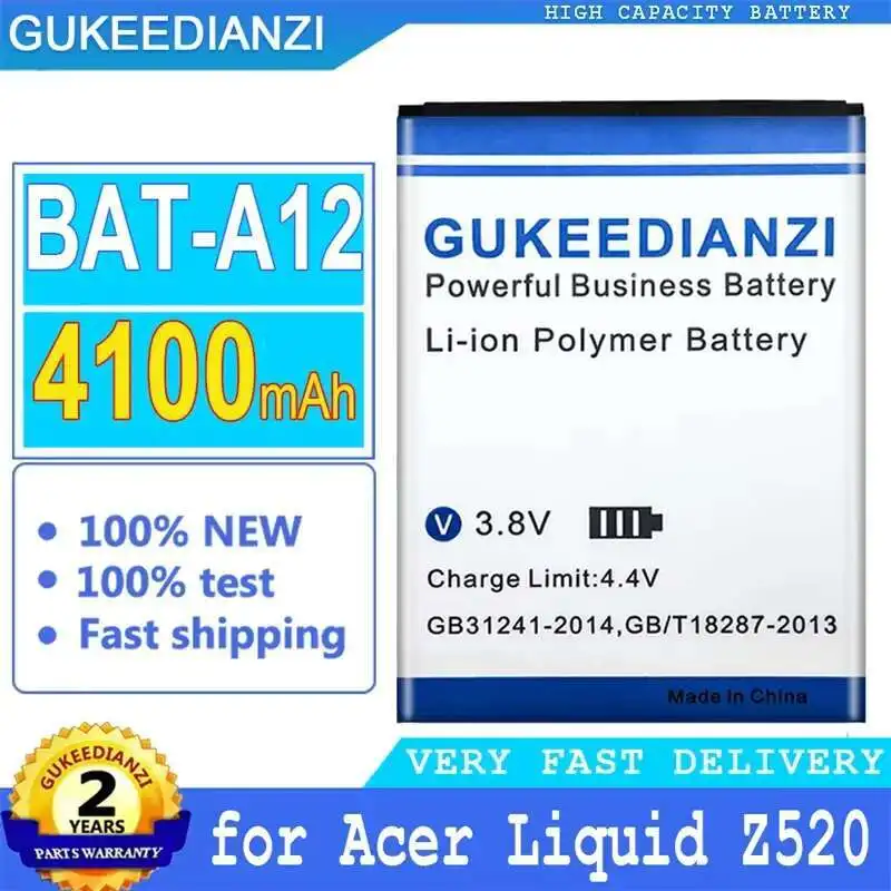 

Mobile Phone Battery Bat-A12 4100mAh For Acer Liquid Z520, Liquid Z520 Dual Sim P N Bat-A12 1ICP4 51 65 KT.00104.002 Bat A12
