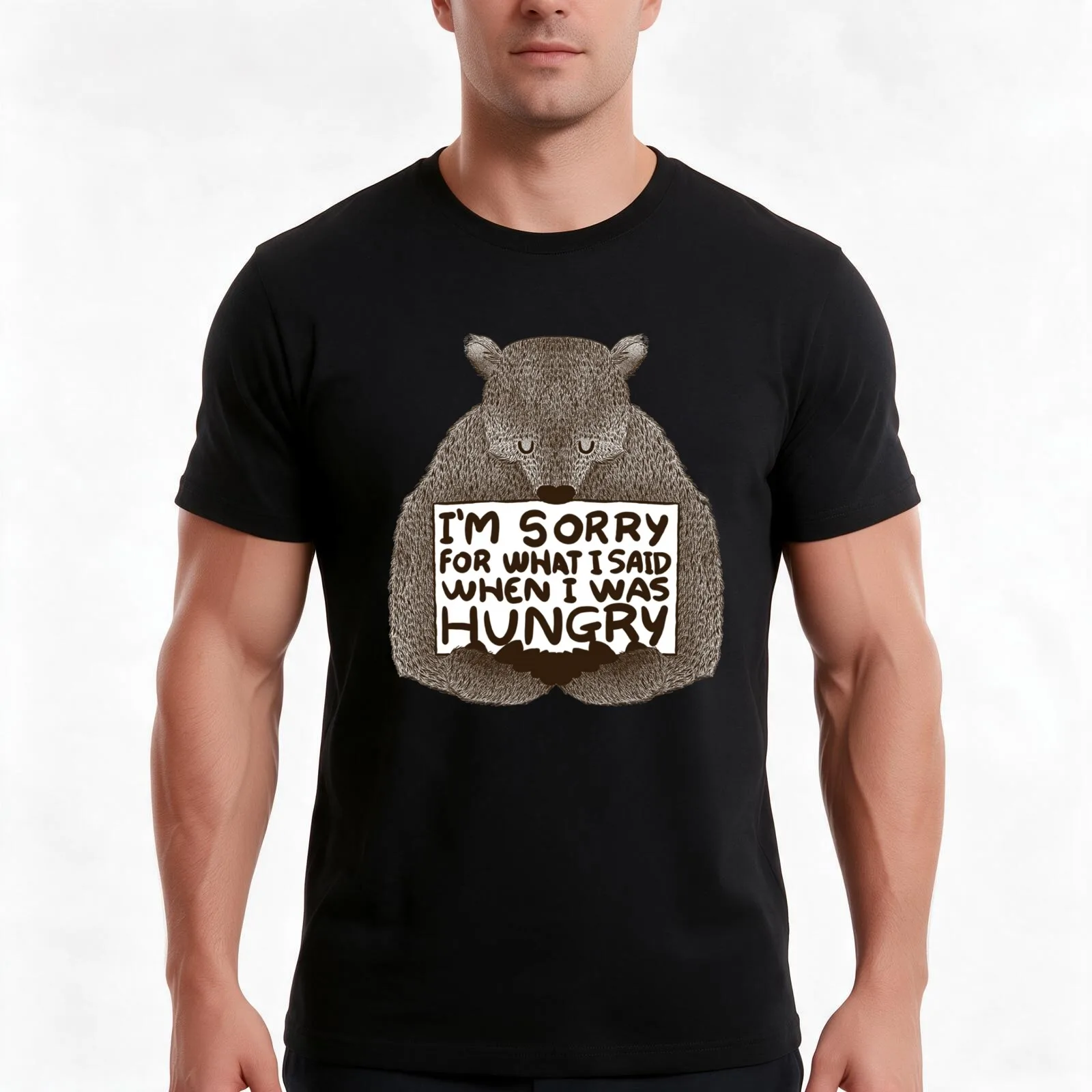 I'm sorry for what i said when i was hungry T-Shirt, Summer Casual Cotton Tee, Oversized Streetwear Tops, Vintage Graphic Print