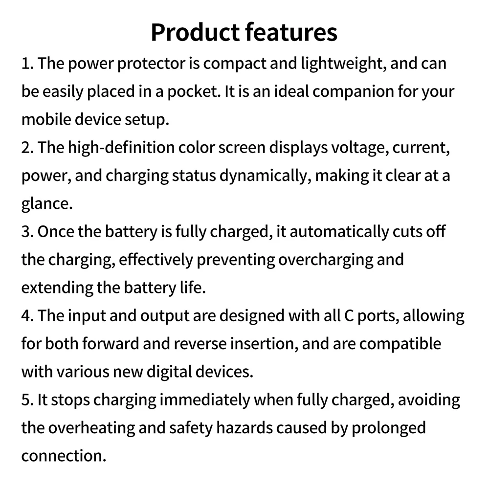 140W PD TYPE-C Leistungsmesser mit TFT-Farbdisplay, intelligenter automatischer Abschaltung, Überladeschutz, DC 5-28V 0-7A – Detail 6