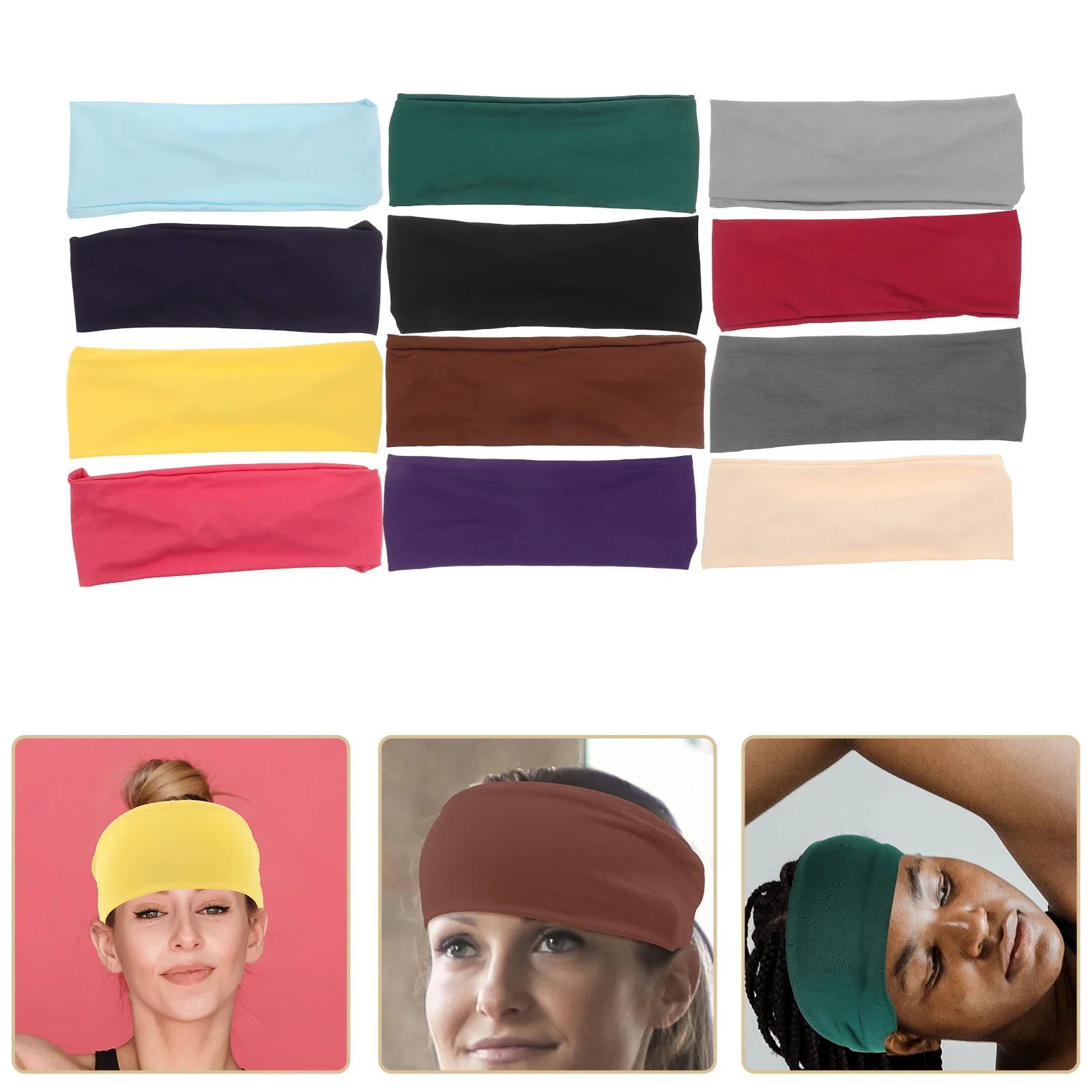 

12 шт. спортивных повязок для йоги для женщин, впитывающие пот, из дышащей ткани, для бега, фитнеса, тренировок, спортивные повязки для волос