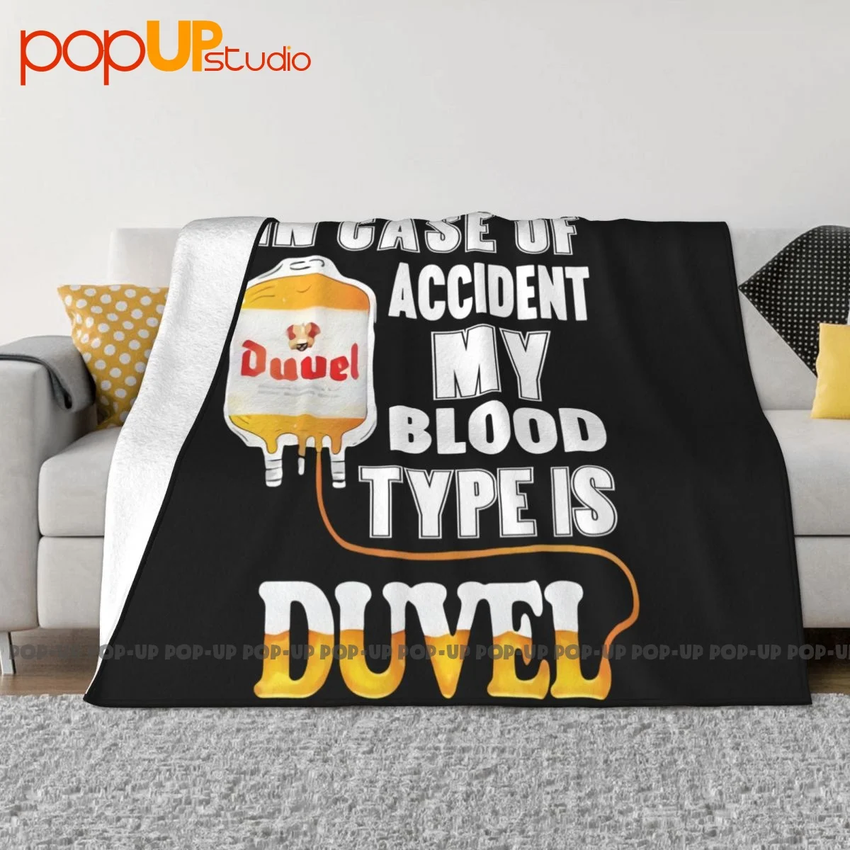 In Case Of Accident My Blood Type Is Duvel Blanket Casual Flannel Microfiber Cover Blanket Camping Blanket