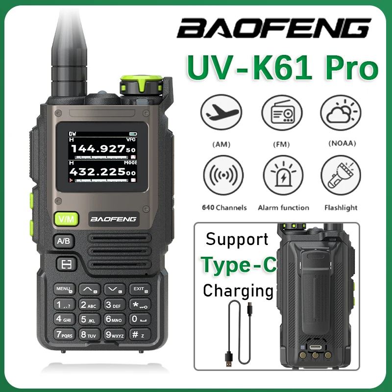 baofeng-walkie-talkie-pro-bf-k61プロマルチバンドタイプc充電器154インチ画面ワイヤレスコピー周波数2トーン5トーンfmラジオuv-k61
